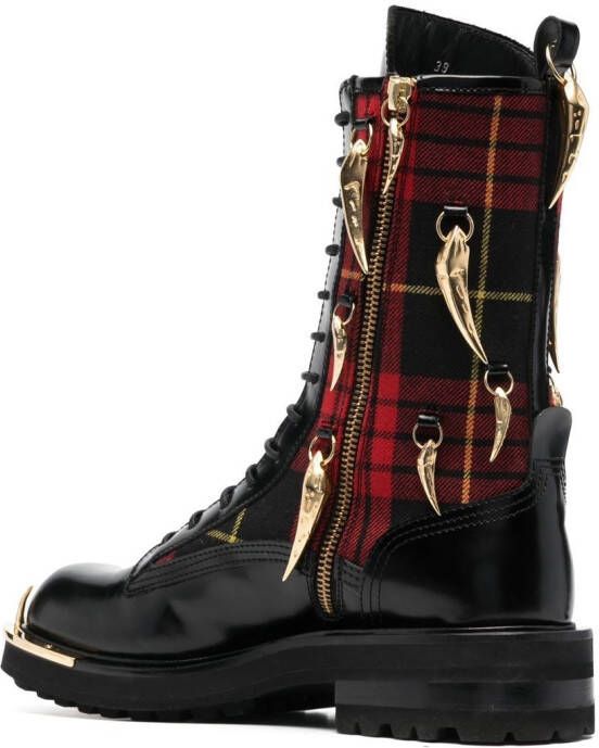 Roberto Cavalli tartan-check lace-up boots Black