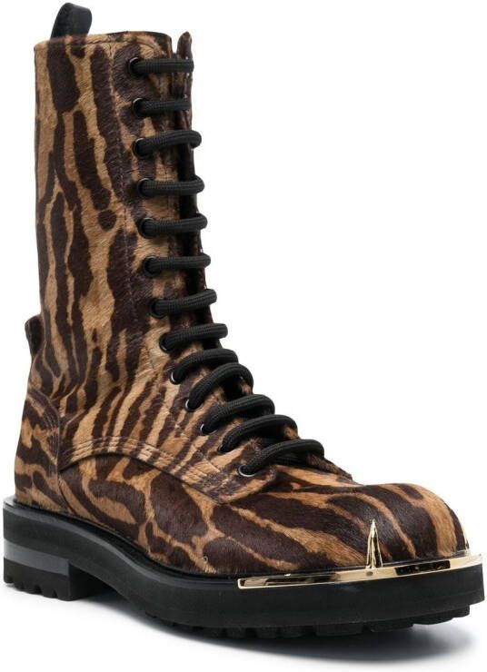 Roberto Cavalli tiger-print ankle boots Brown