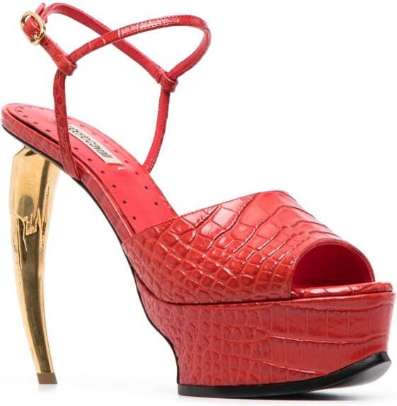 Roberto Cavalli Tiger Tooth platform sandals Red