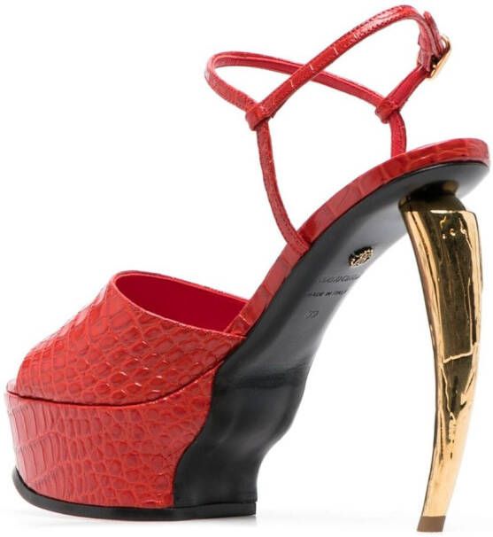 Roberto Cavalli Tiger Tooth platform sandals Red