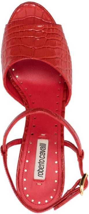 Roberto Cavalli Tiger Tooth platform sandals Red