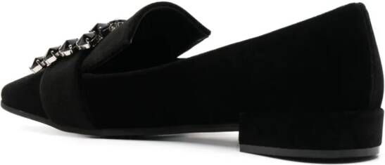 Roberto Festa Felisa crystal-embellished leather loafers Black