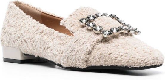 Roberto Festa Felisa crystal-embellished tweed loafers White