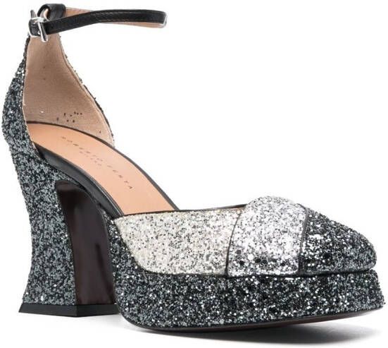 Roberto Festa glitter panelled 100mm pumps Black