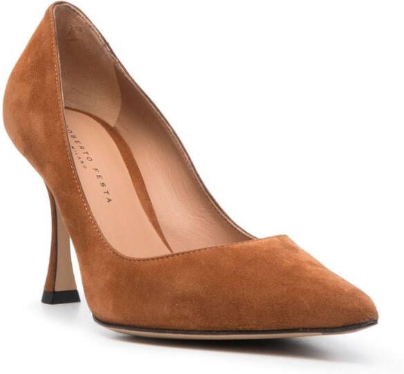 Roberto Festa Lory 80mm pointed-toe suede pumps Brown