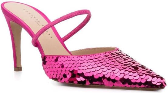 Roberto Festa sequin pointed 90mm mules Pink