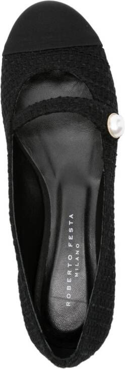 Roberto Festa tweed ballerina shoes Black