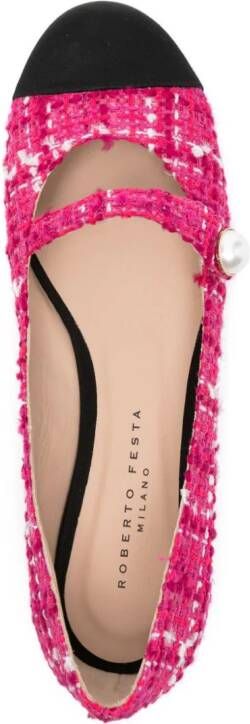Roberto Festa tweed ballerina shoes Pink