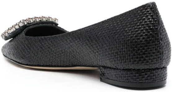 Roberto Festa woven-raffia ballerina shoes Black