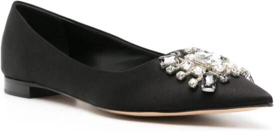 Rochas crystal-embellished satin ballerina shoes Black