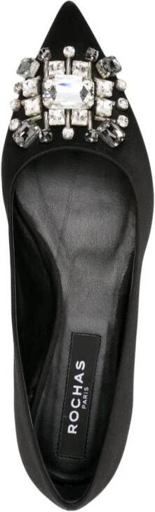 Rochas crystal-embellished satin ballerina shoes Black