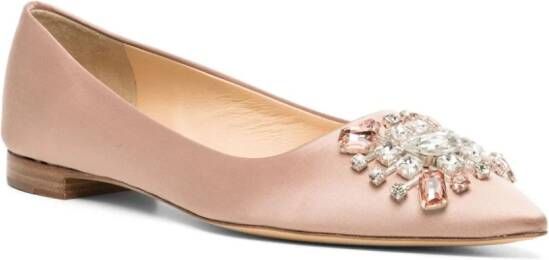 Rochas crystal-embellished satin ballerina shoes Pink