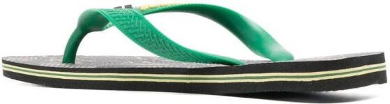 ROTATE snake-print thong-strap flip flops Green