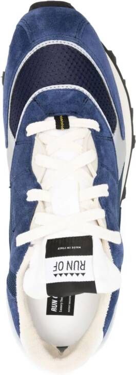 RUN OF logo-print panelled suede sneakers Blue