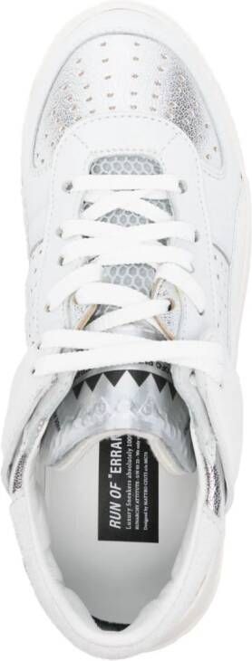 RUN OF Panda panelled leather sneakers Silver