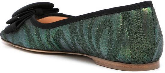 Rupert Sanderson square-toe bow-detail ballerinas Green