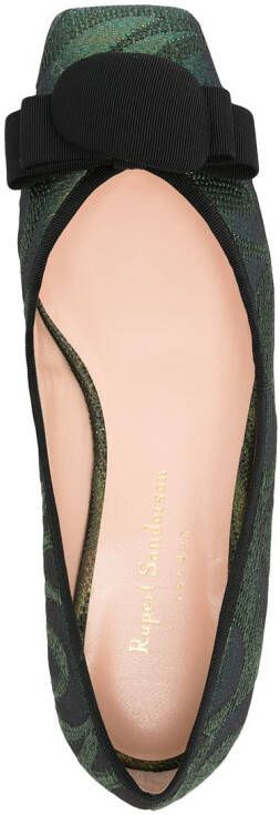 Rupert Sanderson square-toe bow-detail ballerinas Green