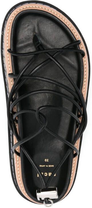 sacai 80mm flatform leather sandals Black