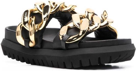 sacai chain-link leather sandals Black