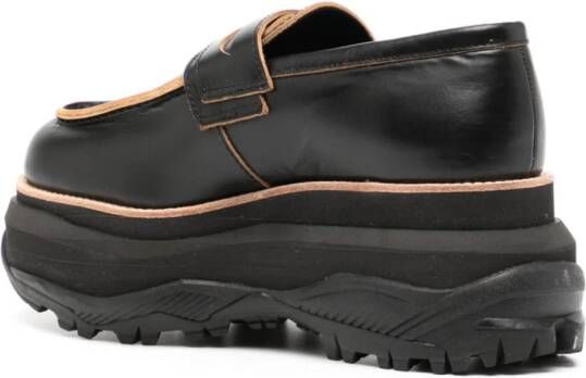 sacai coin-detail leather loafers Black