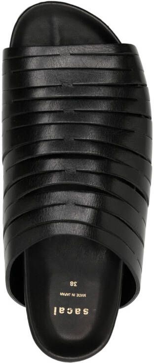 sacai cut-out detailing leather sandals Black