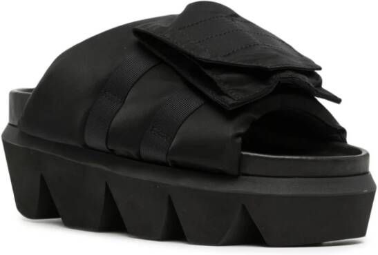 sacai flap-pocket chunky-sole slides Black