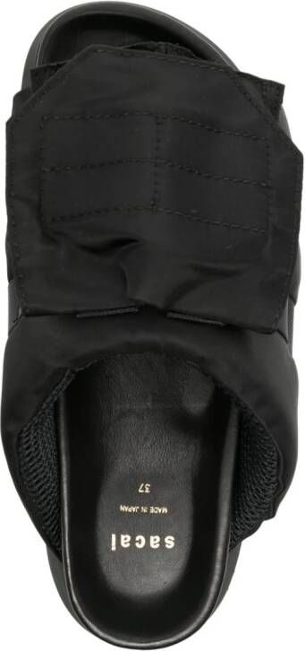 sacai flap-pocket faux-leather slides Black