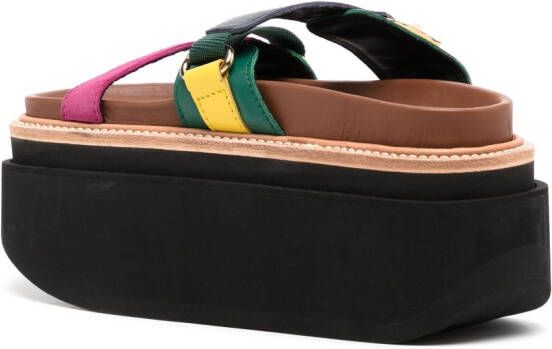 sacai hybrid belt leather sandals Brown