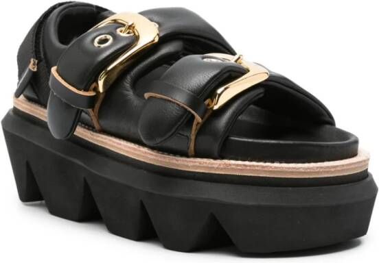 sacai padded leather sandals Black
