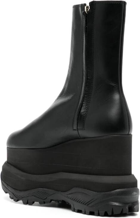 sacai platform leather ankle boots Black