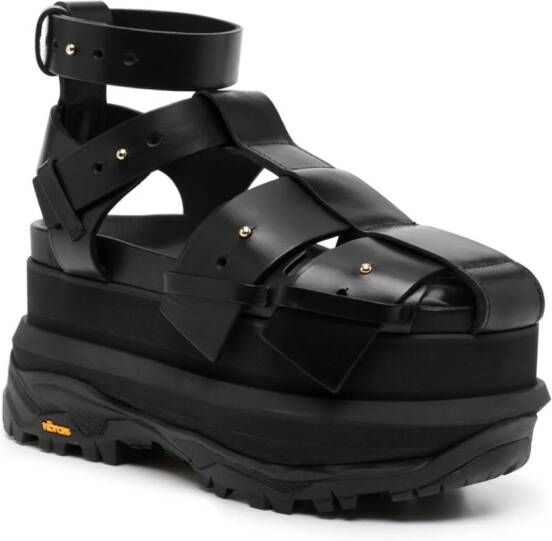 sacai platform leather sandals Black