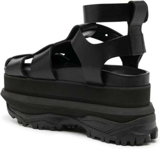 sacai platform leather sandals Black