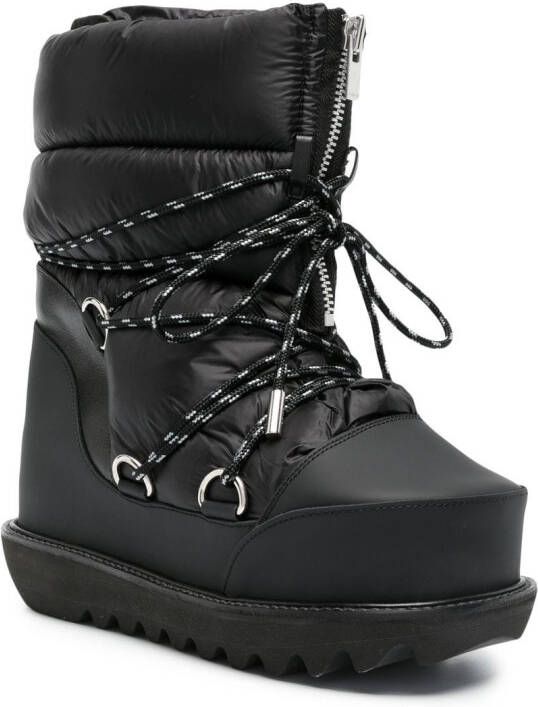 sacai quilted lace-up ankle boots Black