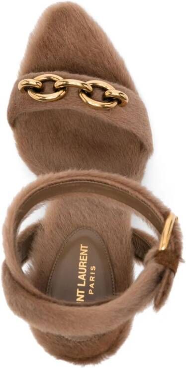 Saint Laurent 120mm chain-embellished sandals Brown