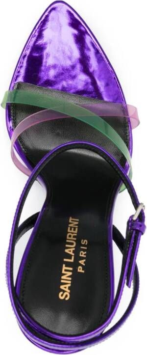 Saint Laurent 120mm metallic sandals Purple