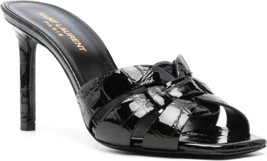 Saint Laurent 90mm patent-finish leather sandals Black