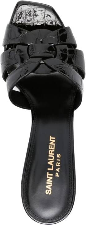Saint Laurent 90mm patent-finish leather sandals Black