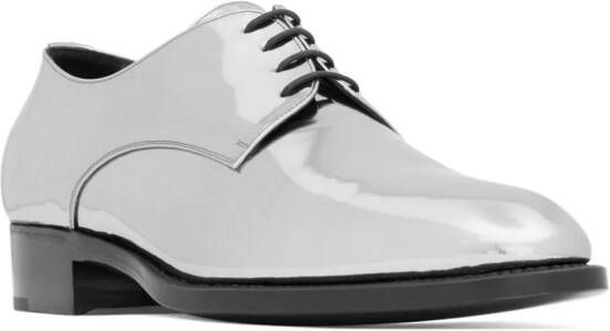 Saint Laurent Adrien patent-leather Derby shoes Silver