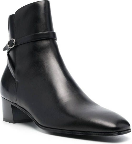 Saint Laurent almond toe heeled ankle boots Black