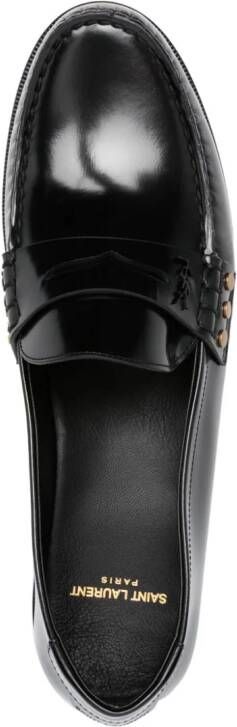 Saint Laurent almond-toe leather loafers Black