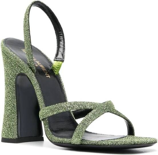Saint Laurent Arancha 110mm lurex sandals Green