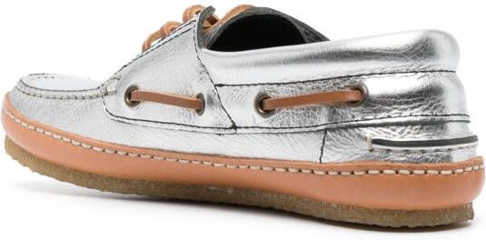 Saint Laurent Ashe leather boat shoes Silver