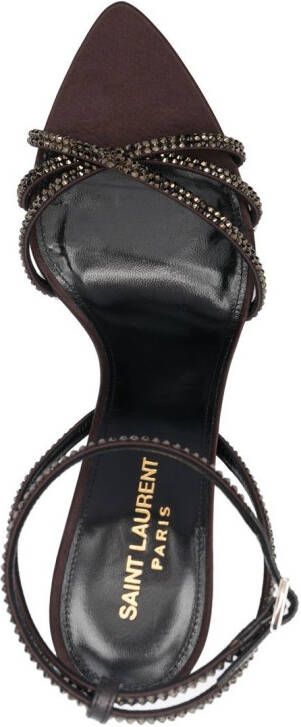 Saint Laurent Ava 105 embellished sandals Brown