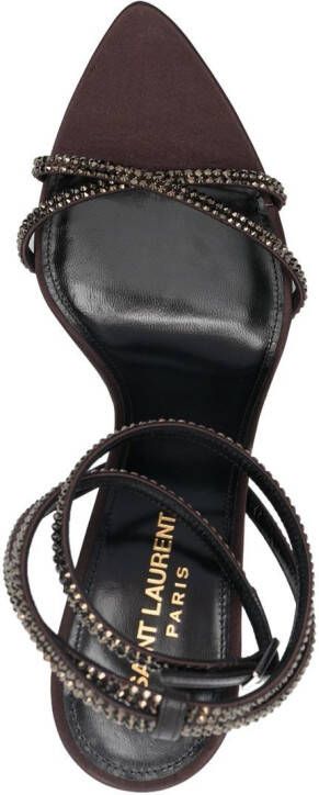 Saint Laurent Ava 105mm embellished sandals Brown