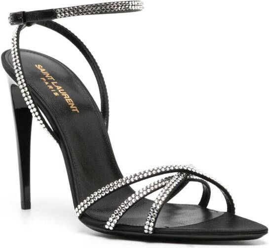 Saint Laurent Ava 105mm rhinestone-embellished sandals Black