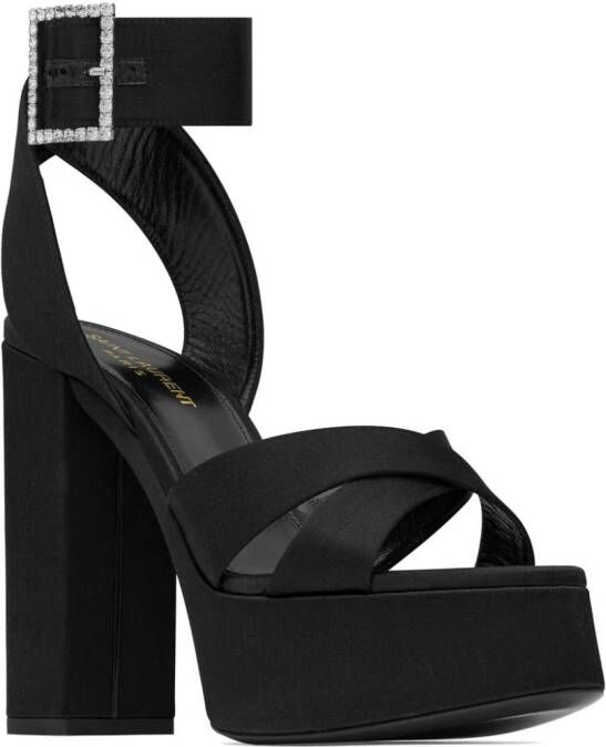 Saint Laurent Bianca 125mm crystal-embellished platform sandals Black