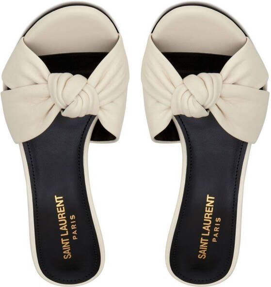 Saint Laurent Bianca knotted 75mm mules White