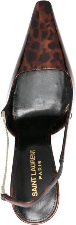 Saint Laurent Blake 110mm patent-leather pumps Brown