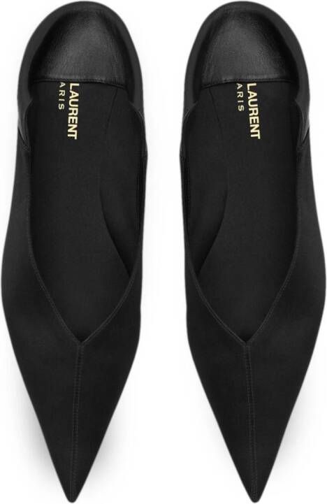 Saint Laurent Carolyn crepe-texture ballerina shoes Black