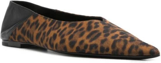 Saint Laurent Carolyn leopard-print slippers Black